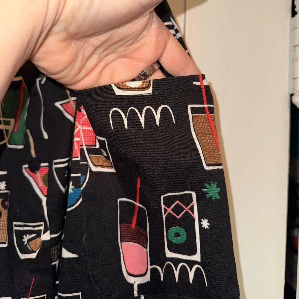 Lindy Bop - A-Line Button-Up Skirt with Cocktail Print (U.S. Size 16/UK Size 20) - Picture 3 of 8